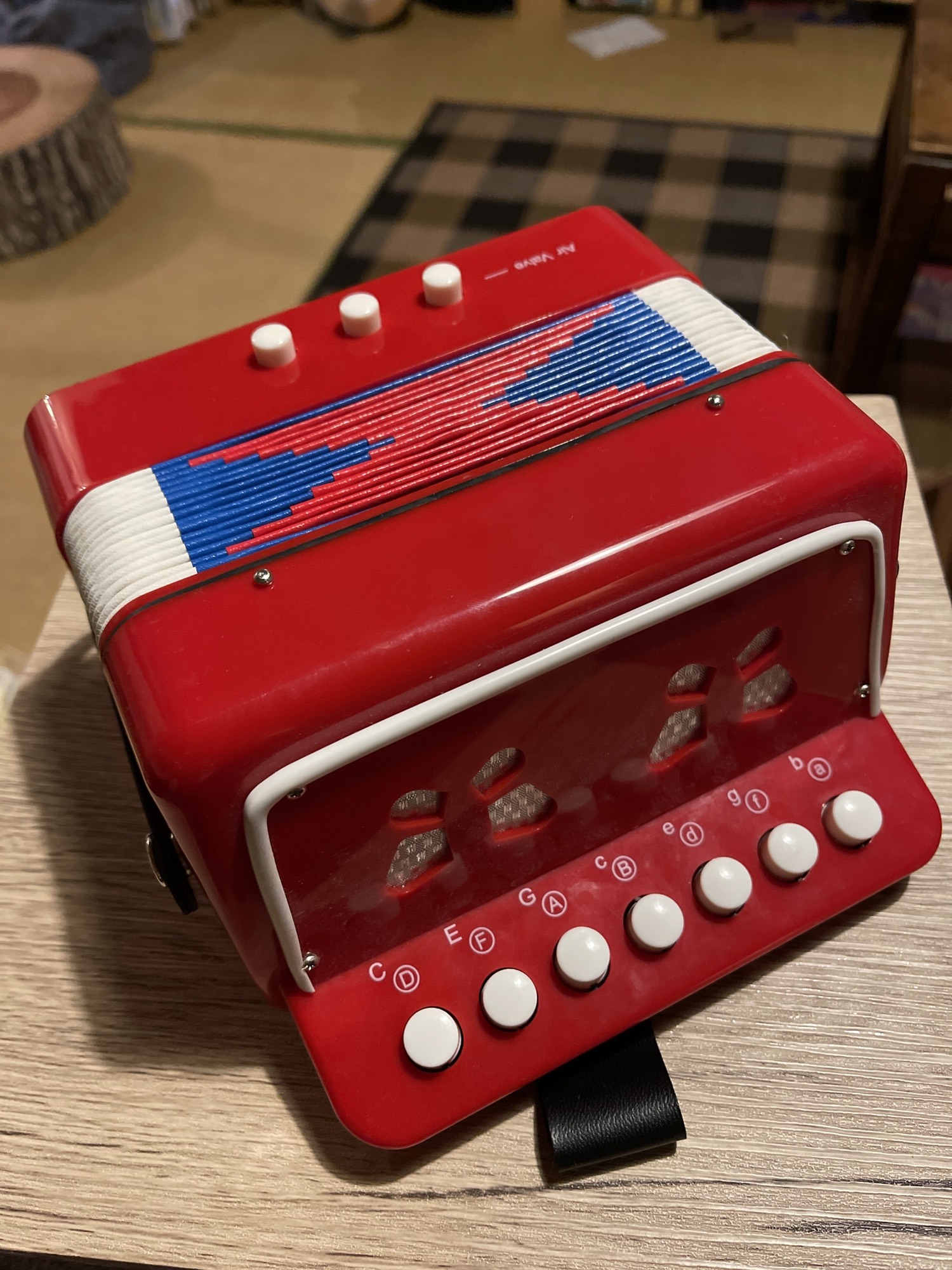 知育楽器』子供用ミニ アコーディオン ボタン式 7鍵 2ベース